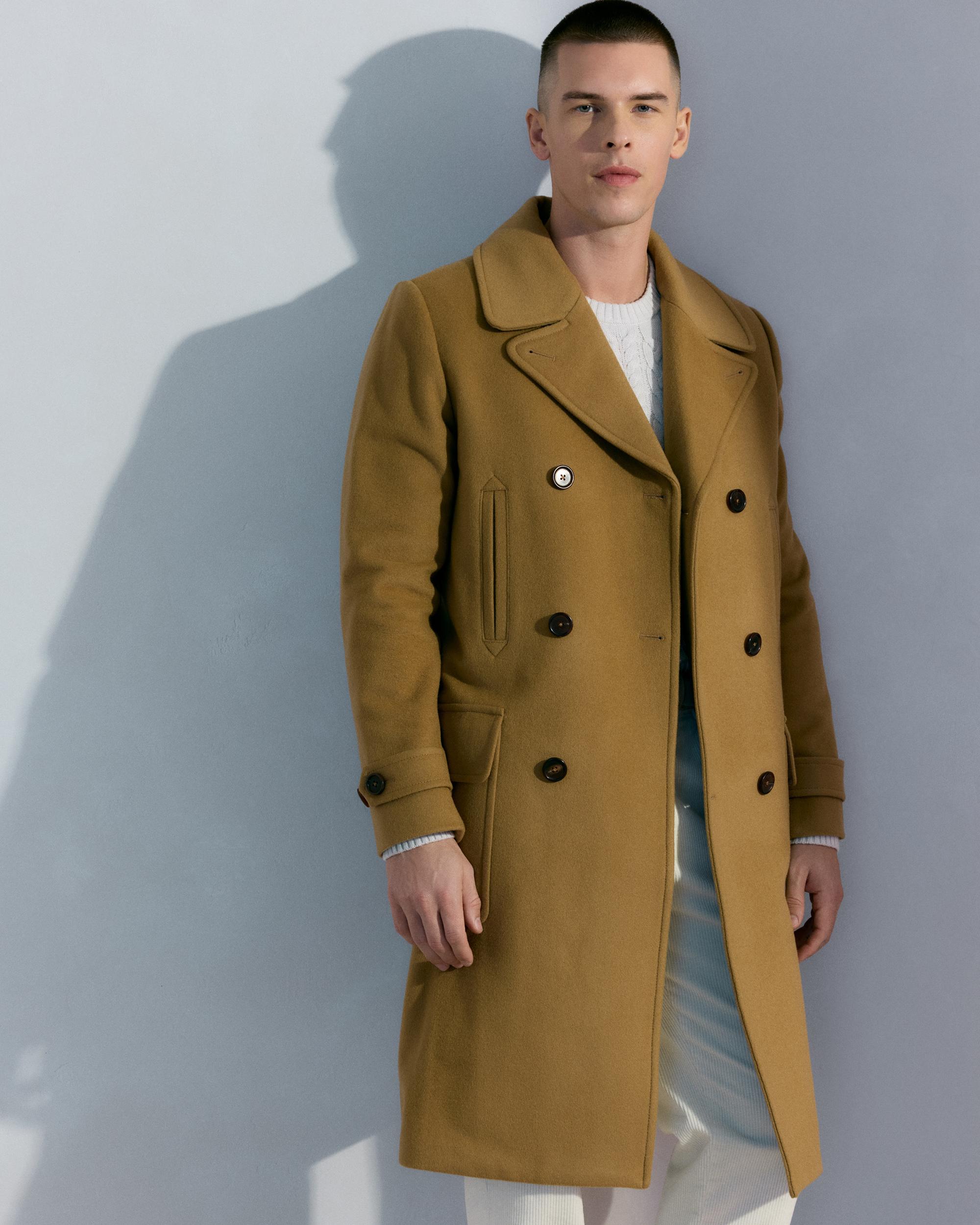 Quince | Men's Italian Wool Double-Breasted Officer Topcoat Size XL, Wool/Nylon Product Image