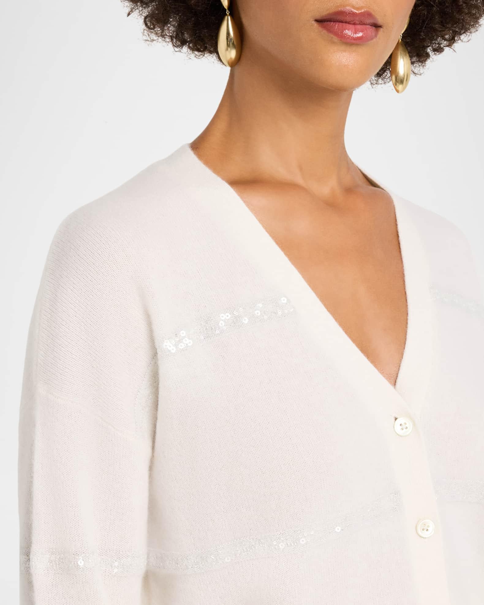 Cashmere Sequin Striped Cardigan Product Image