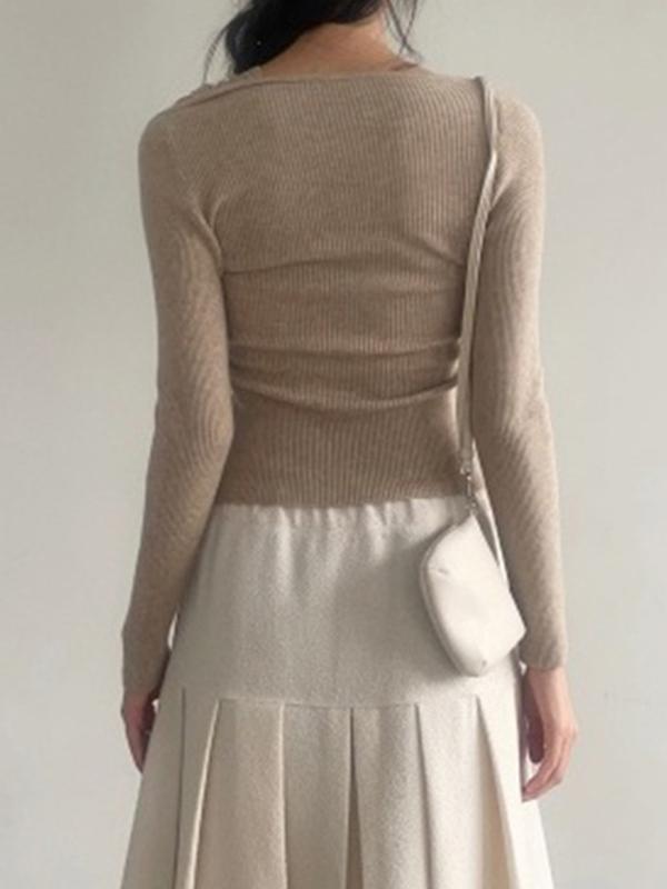 Twisted Asymmetrical Off-The Long Sleeve Product Image