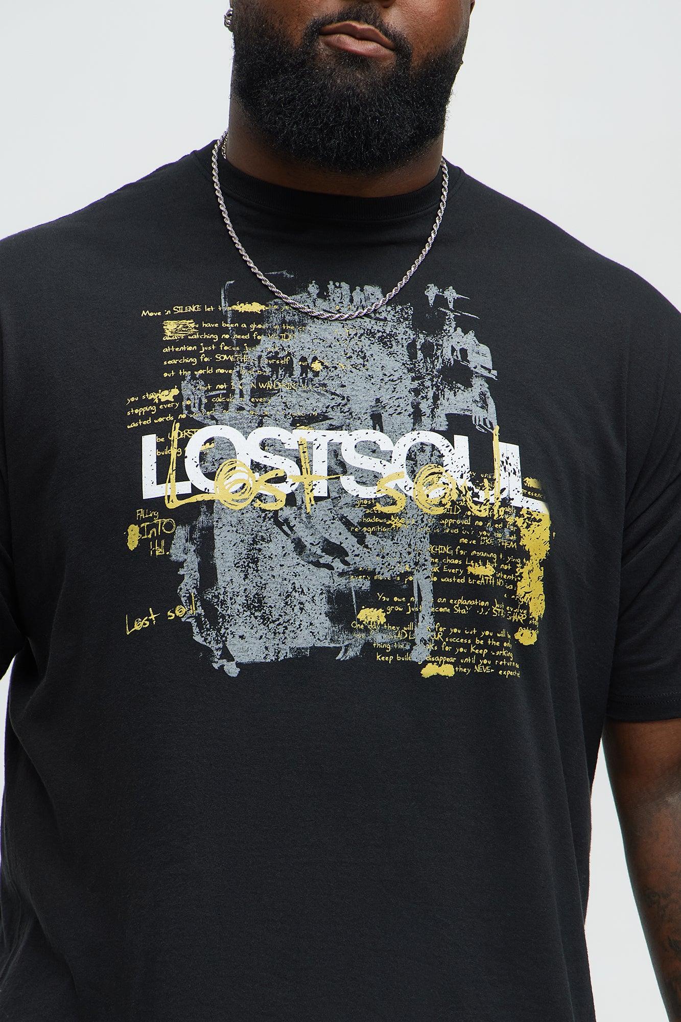 Lost Soul But Not Aimless Short Sleeve Tee - Black Male Product Image