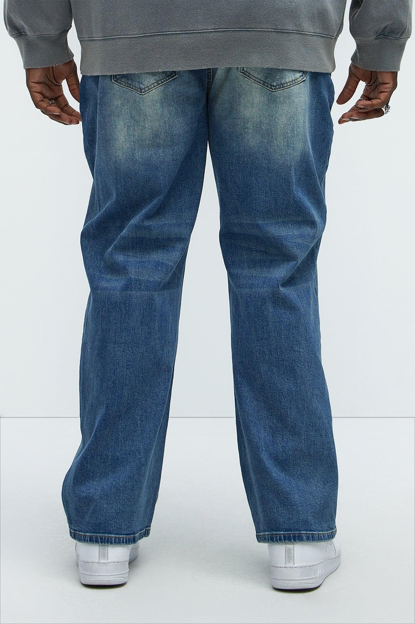 Douglas Repaired Straight Jeans - Medium Blue Wash Product Image