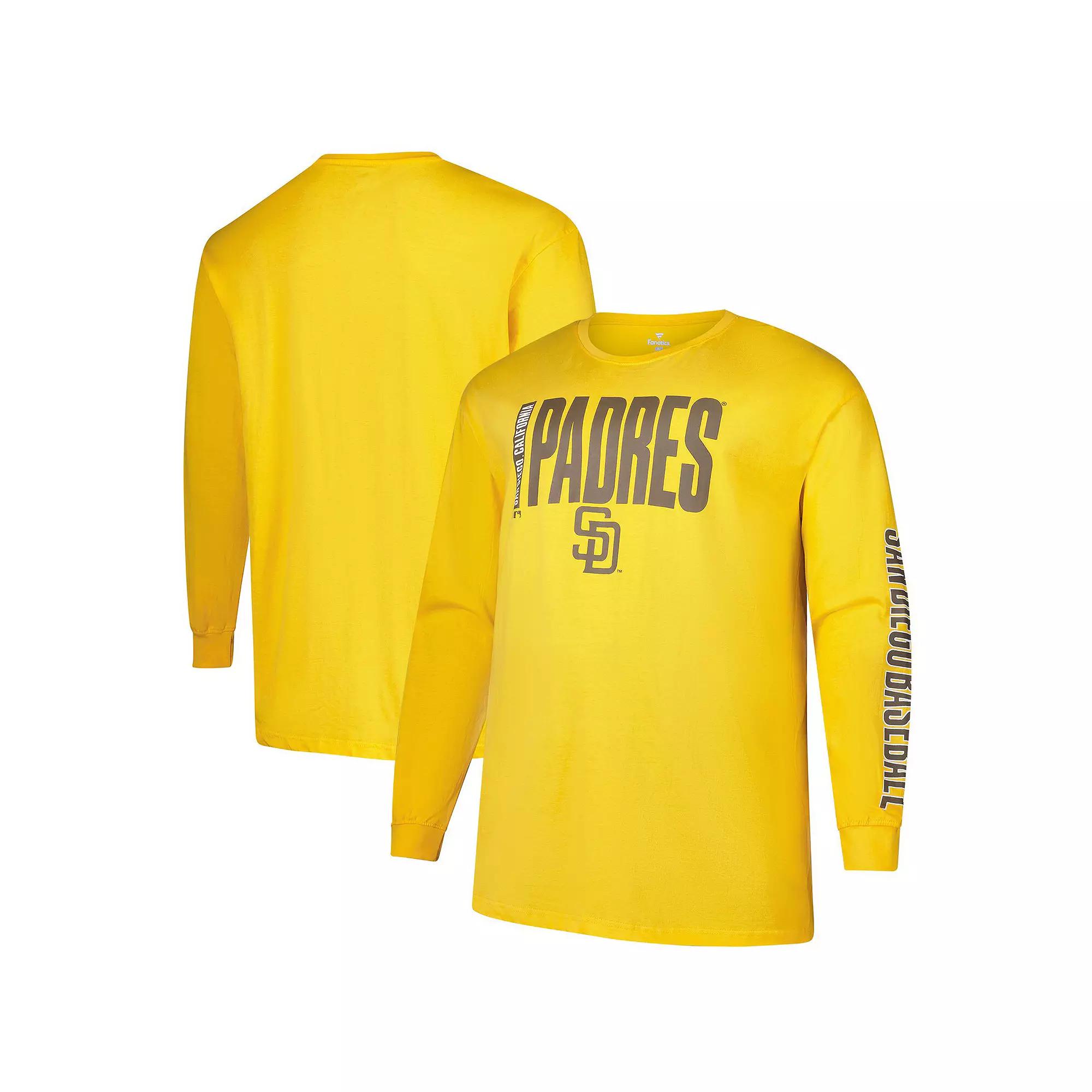 Men's Profile Gold San Diego Padres Big & Tall Two-Hit Long Sleeve T-Shirt,  Product Image