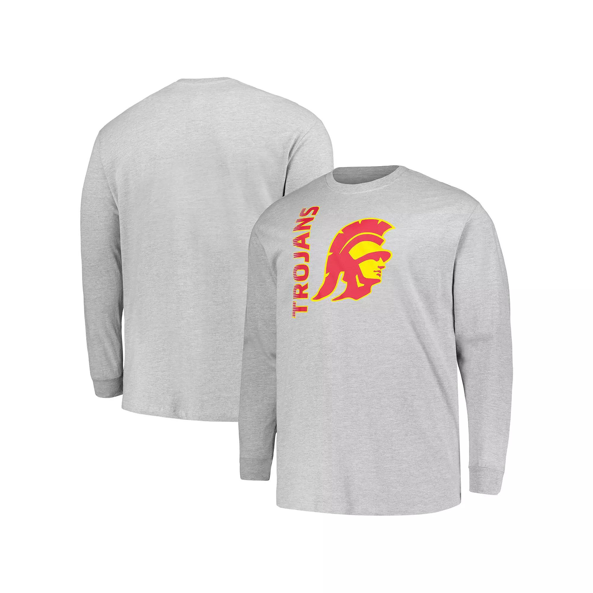 Men's Champion Heather Gray USC Trojans Big & Tall Mascot Long Sleeve T-Shirt,  Product Image
