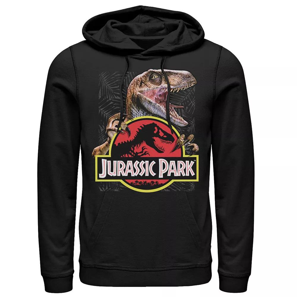 Men's Jurassic Park Raptor Holding Colored Logo Graphic Pullover Hoodie,  Product Image