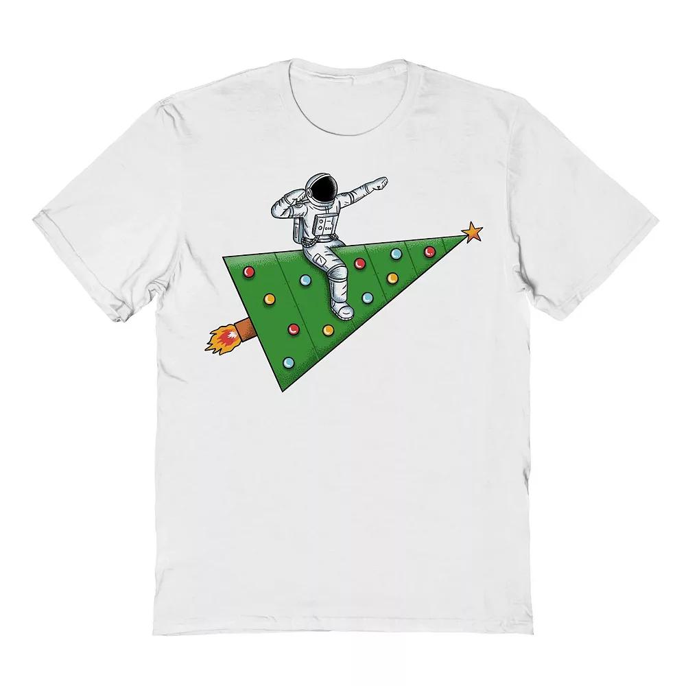 Men's Space Rocket Christmas Graphic Tee, Size: Large, White Product Image