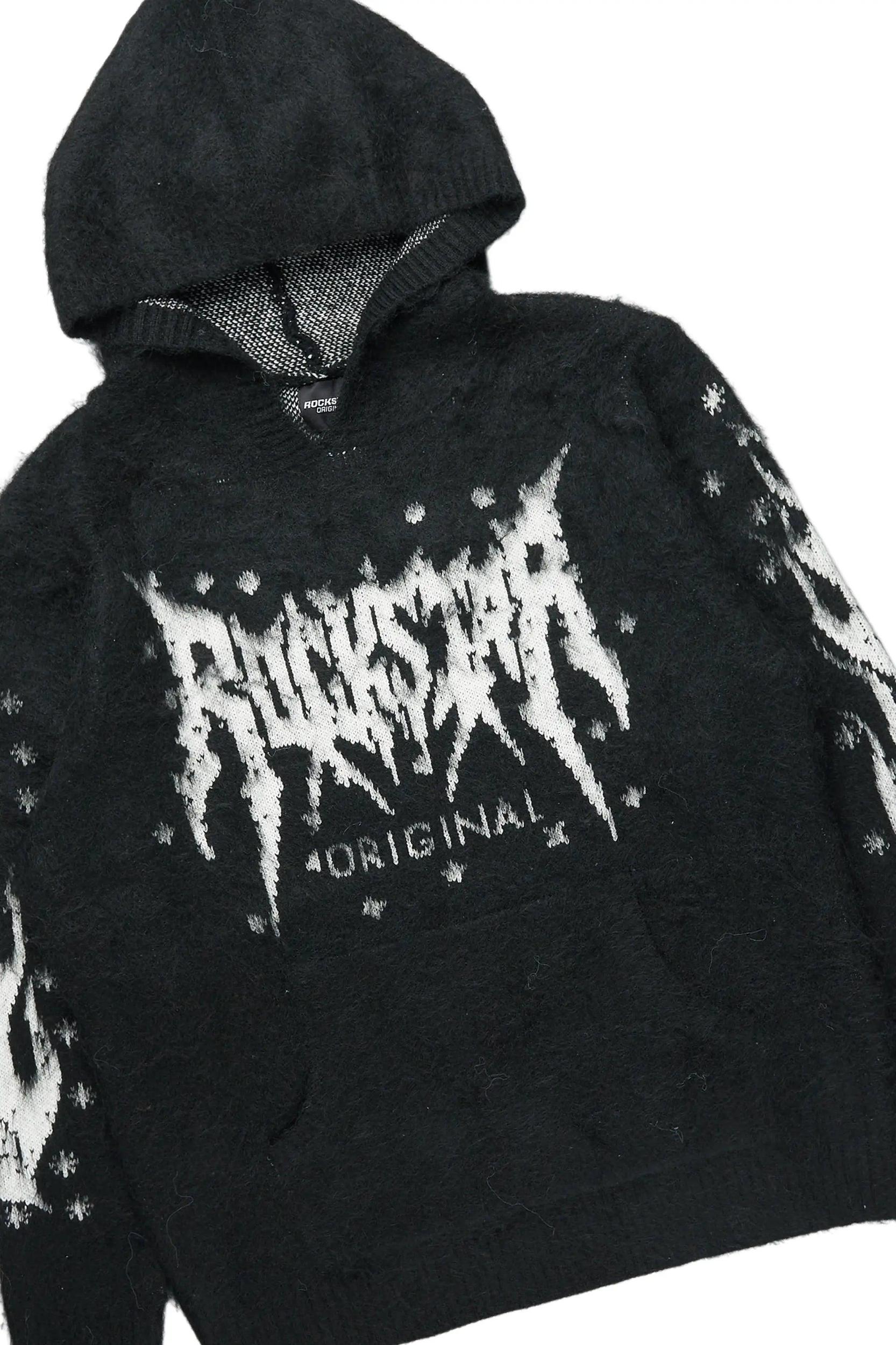 Raymond Black Mohair Hoodie & Khaza Stacked Flare PU Jean Bundle Male Product Image