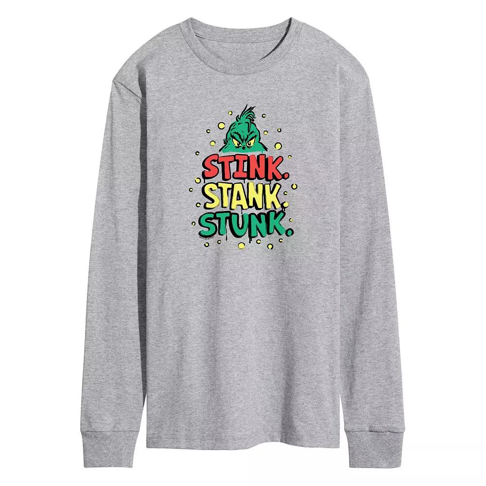Men's Dr. Seuss The Grinch Stink Stank Stunk Long Sleeve Graphic Tee,  Product Image