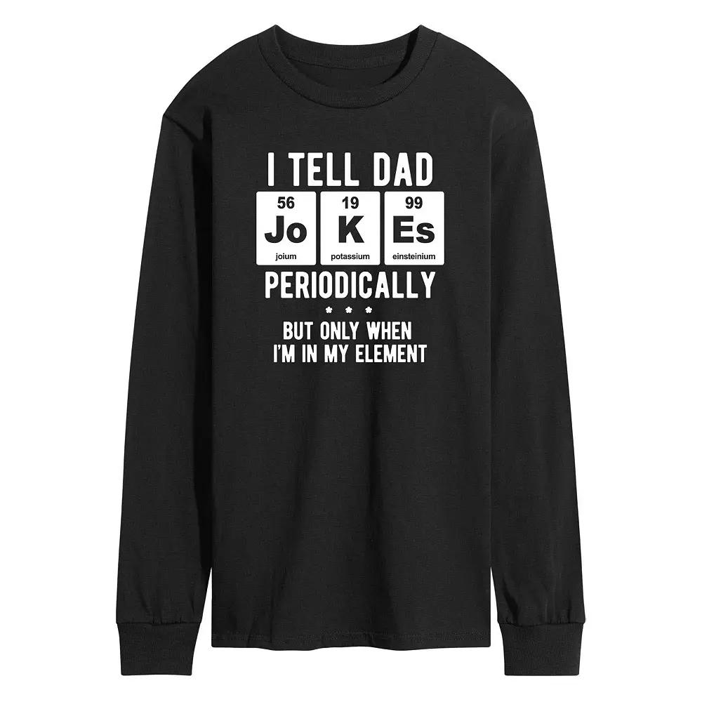 Men's Dad Jokes Periodically Long Sleeve Graphic Tee,  Product Image