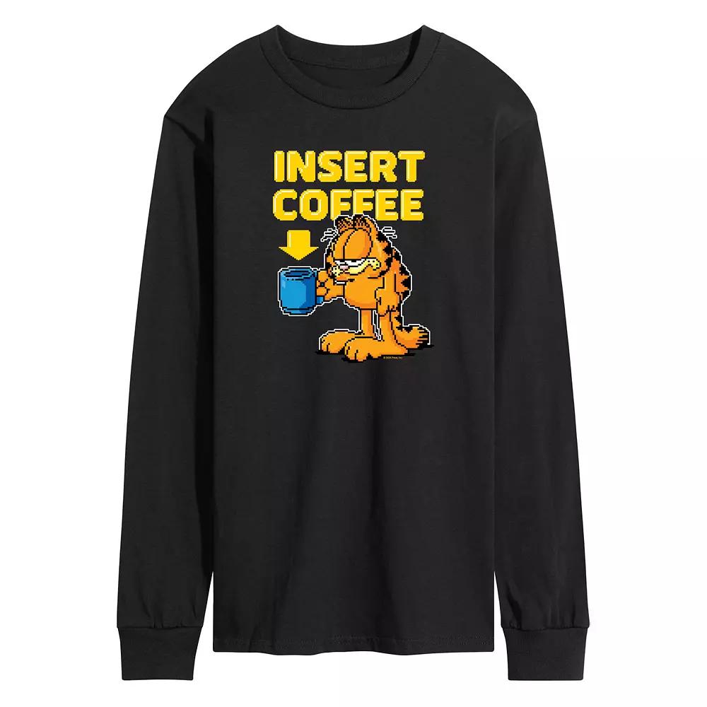 Men's Garfield Coffee Long Sleeve Graphic Tee,  Product Image