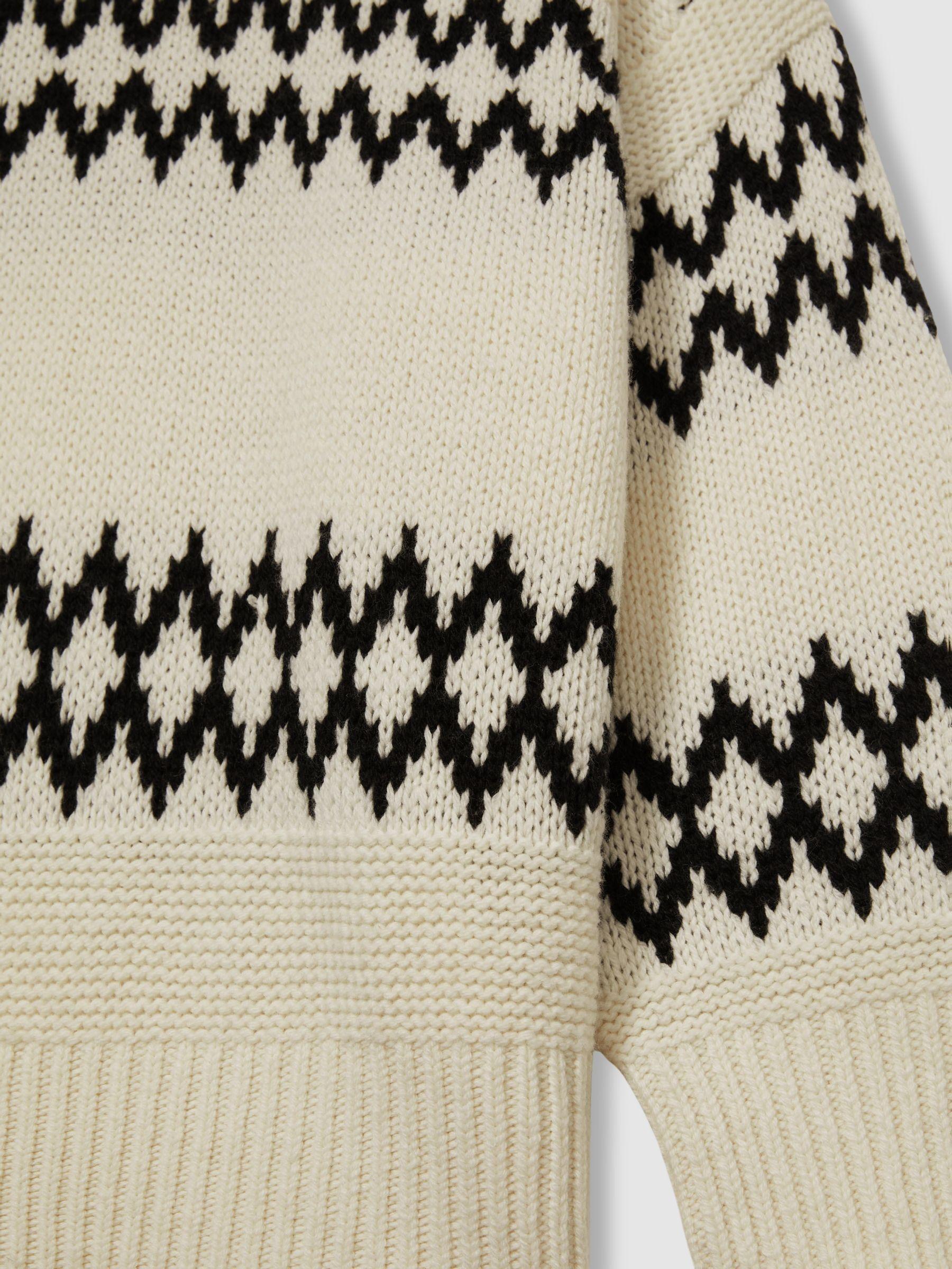 Wool-Blend Fairisle Pattern Jumper in Cream/Black Product Image
