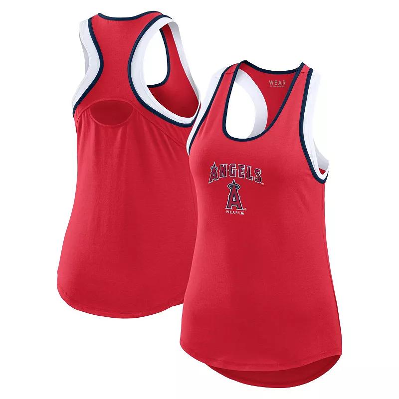 Women's WEAR by Erin Andrews Red Los Angeles Angels Colorblock Racerback Tank Top,  Product Image