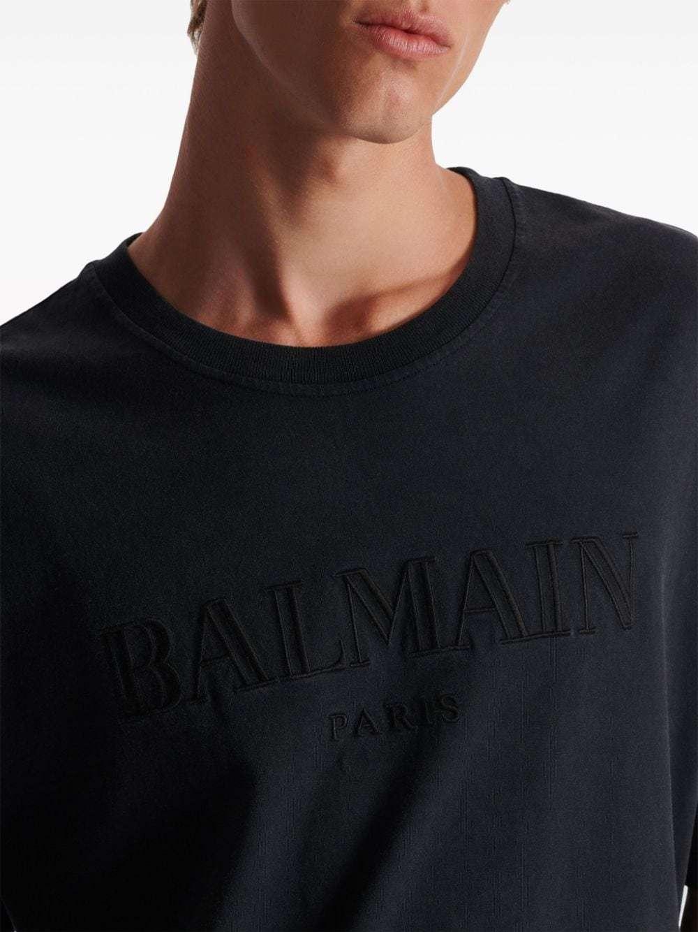 BALMAIN Logo-embossed Cotton T-shirt In Black Product Image