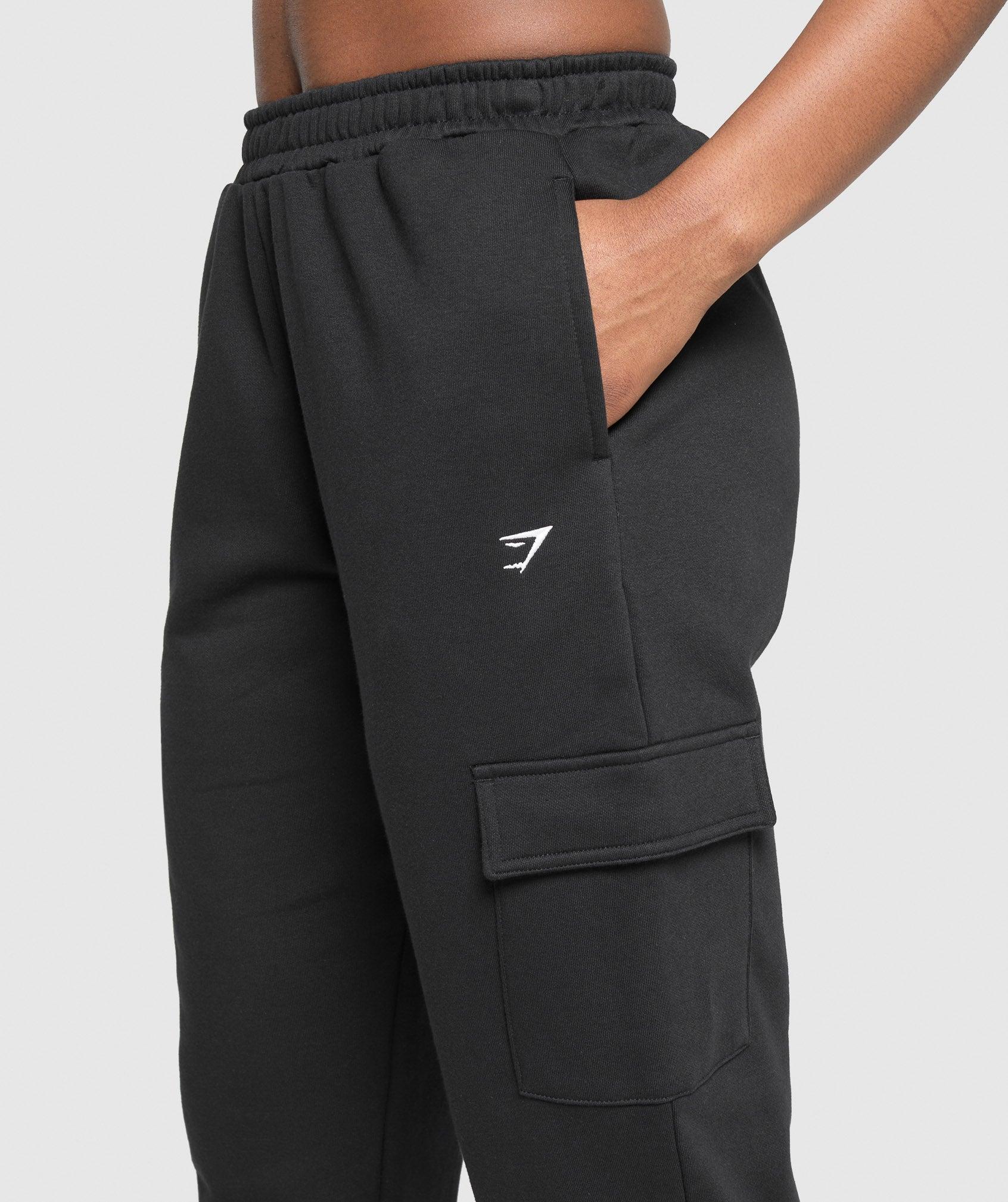 Gymshark Fleece Cargo Joggers - Black Female Product Image