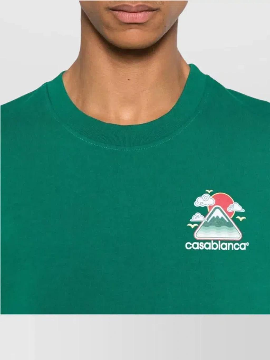 CASABLANCA Mens Montagne Ondulee Brand-print Cotton-jersey T-shirt In Green Product Image