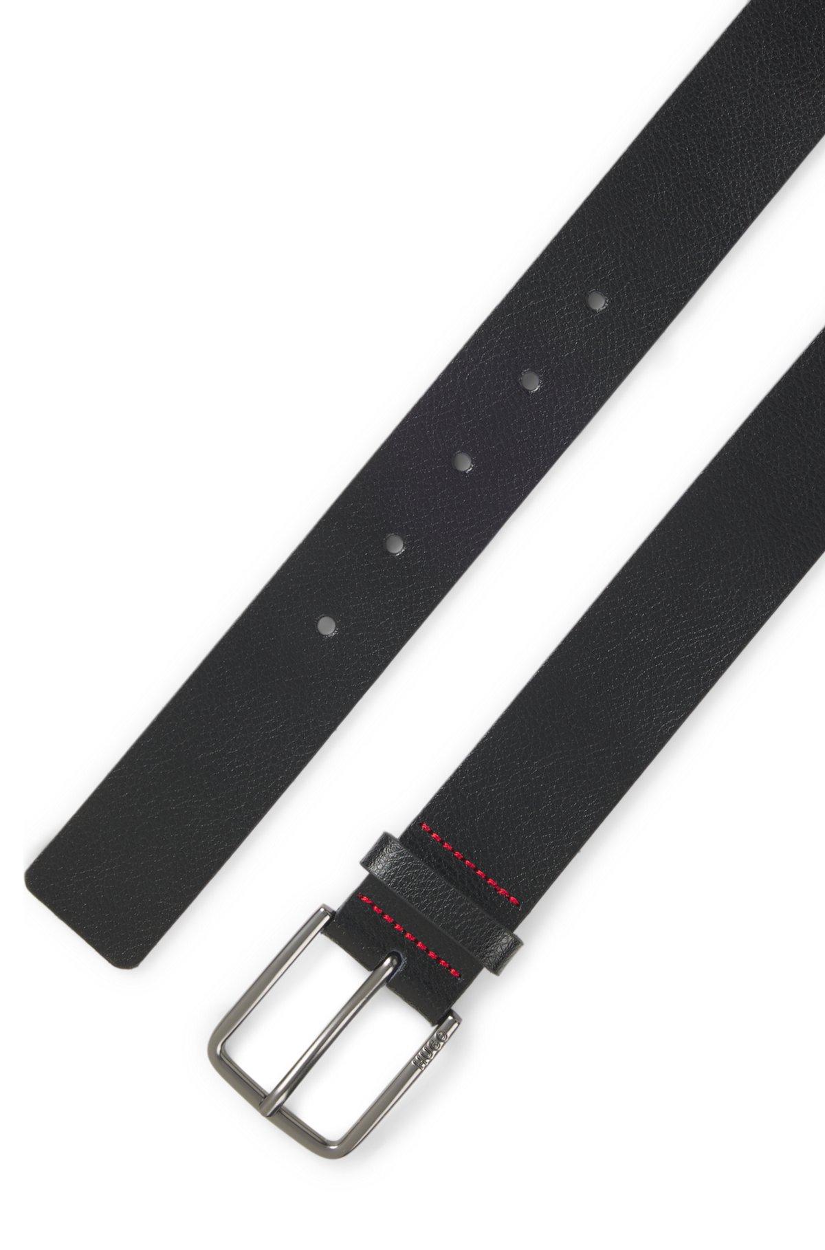 Leather belt with brushed-gunmetal buckle Product Image