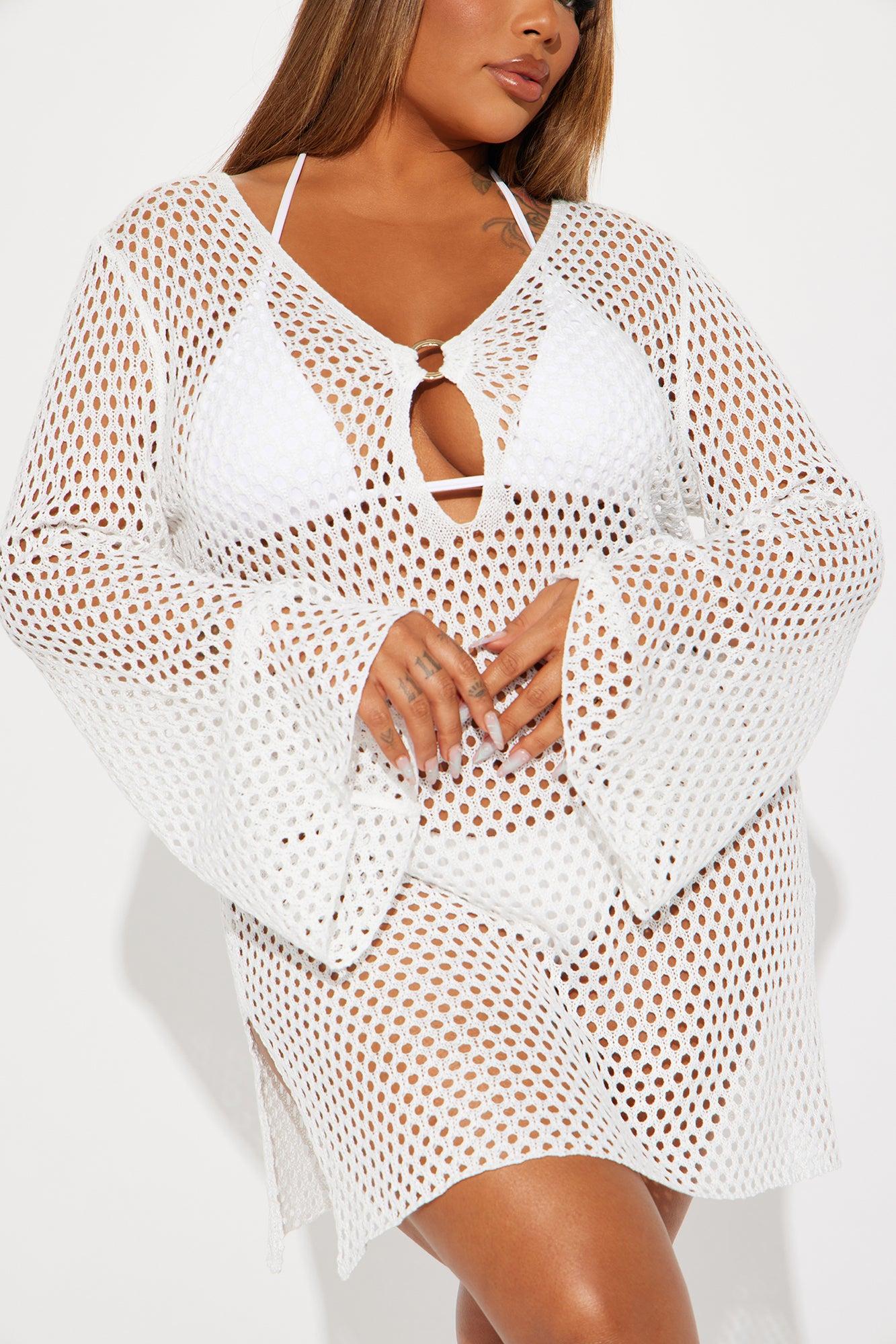 Find Me In Greece Crochet Cover Up Dress - White Product Image