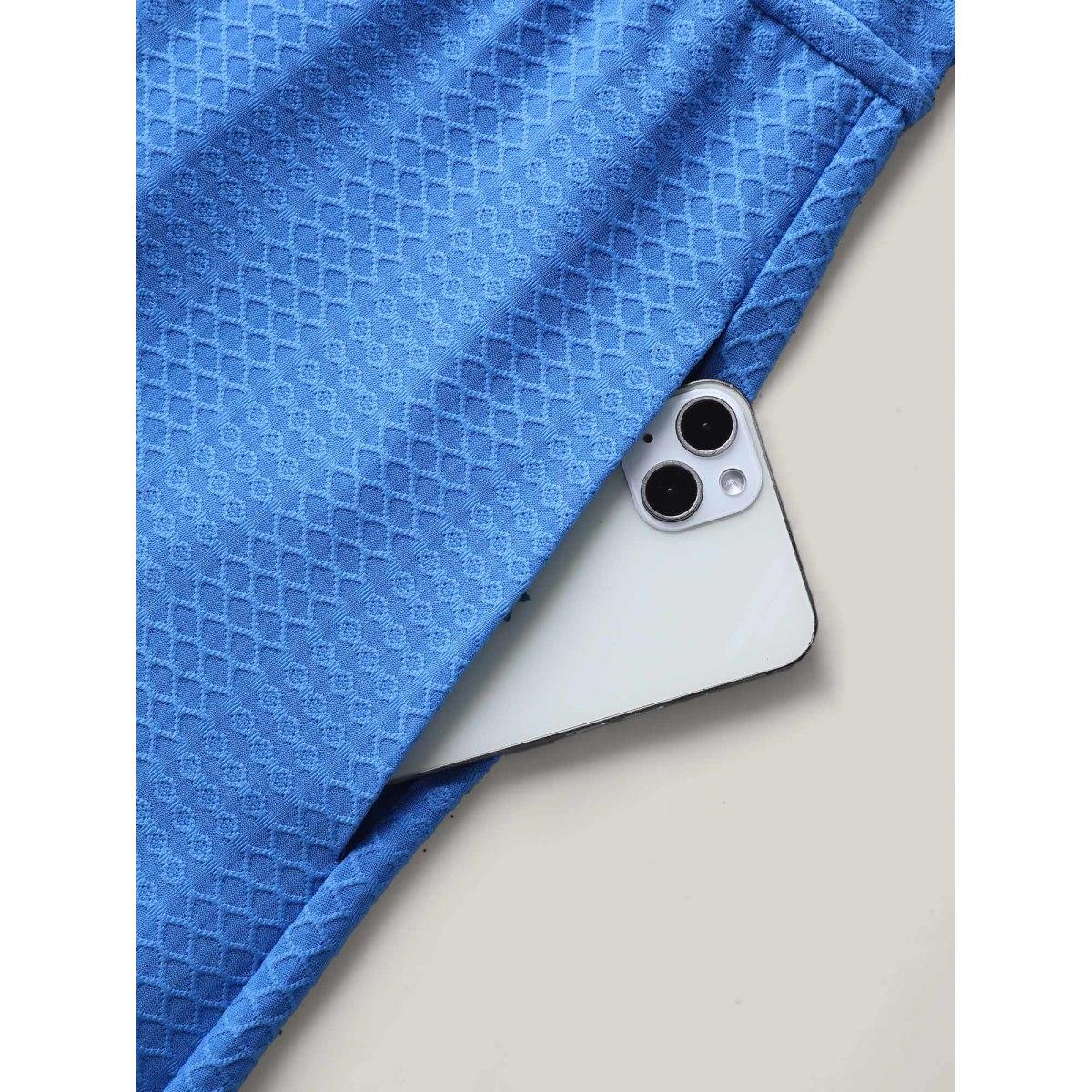 Plus Size Textured Waist Drawstring Pockets Midi Dress Skyblue Women U-neck Sleeveless Curvy BloomChic 10/M Product Image