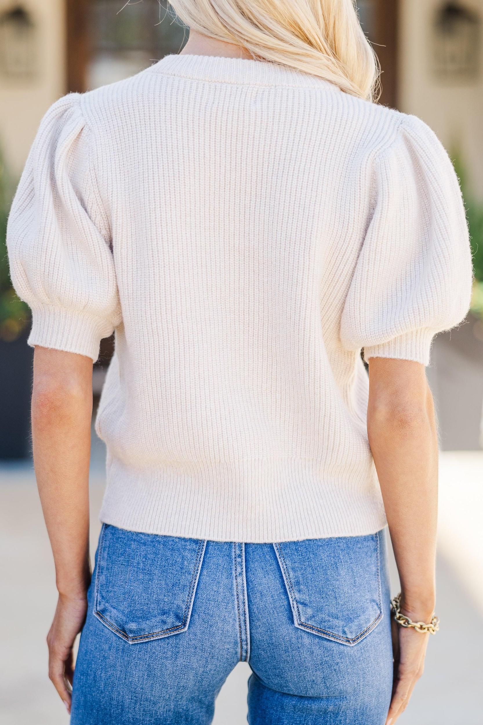 Clear Your Mind Cream Bow Sweater Female Product Image