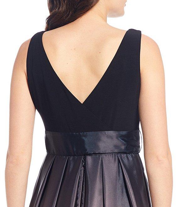 Ignite Evenings Petite Size Boat Neck Ombre Satin Bow Sleeveless Gown Product Image
