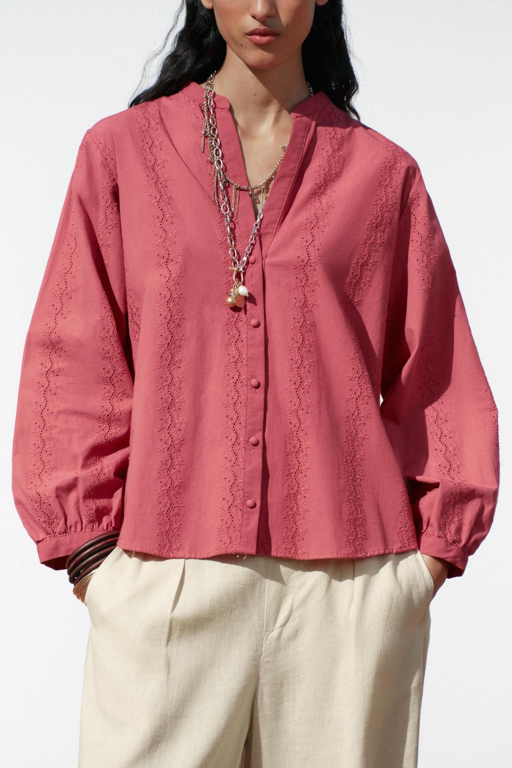 EMBROIDERED EYELET BLOUSE Product Image