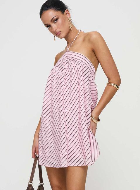 Moonlit Mini Dress Pink Stripe Product Image