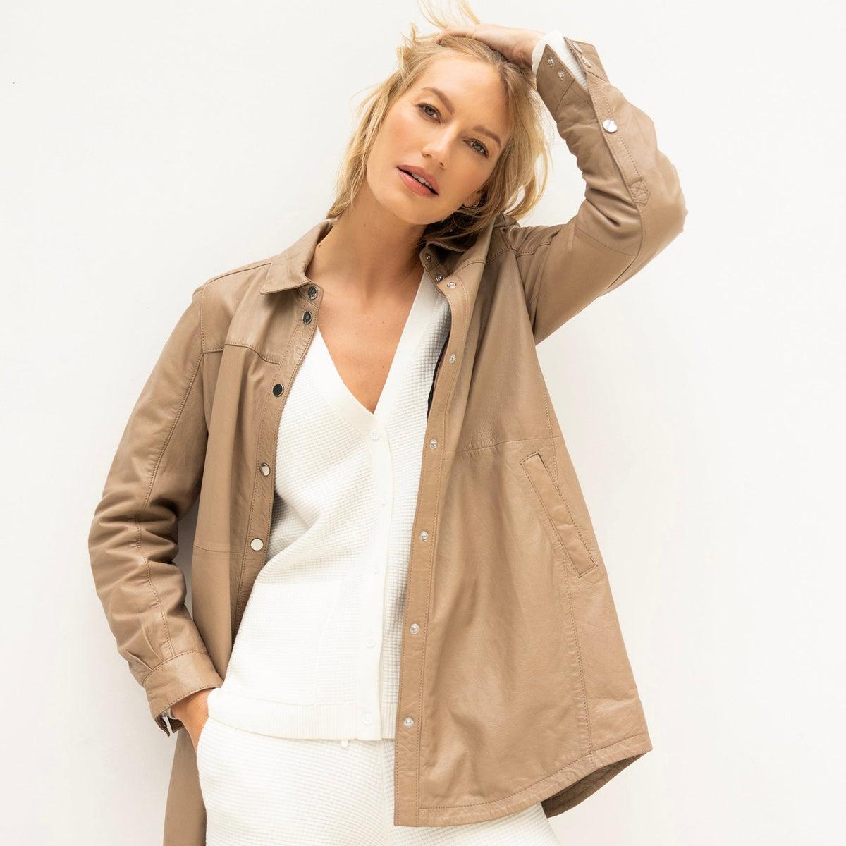 Mahi RF Leather Jacket- Toffee Product Image