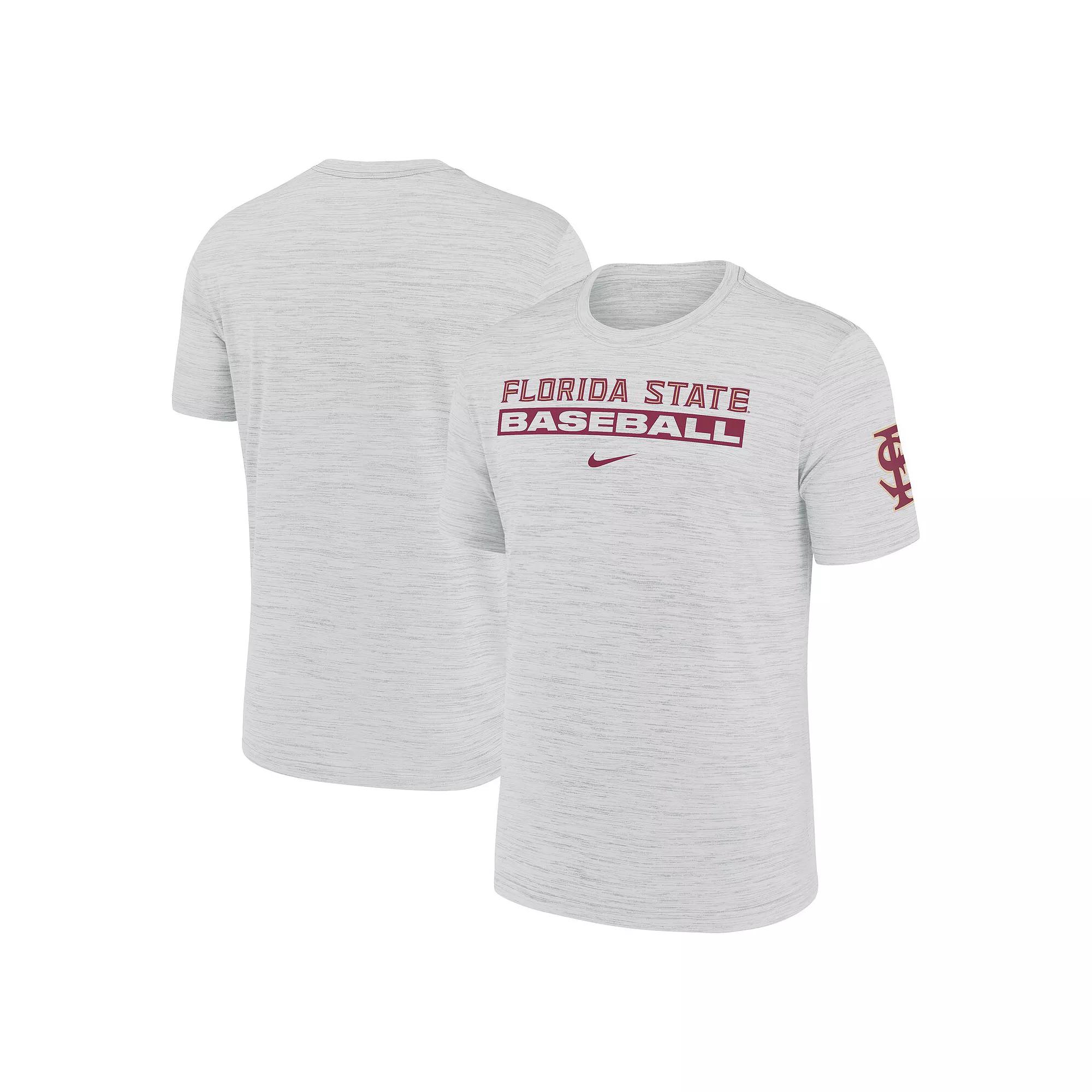 Men's Nike Ash Florida State Seminoles Velocity Baseball Wordmark Stack Performance T-Shirt,  Product Image