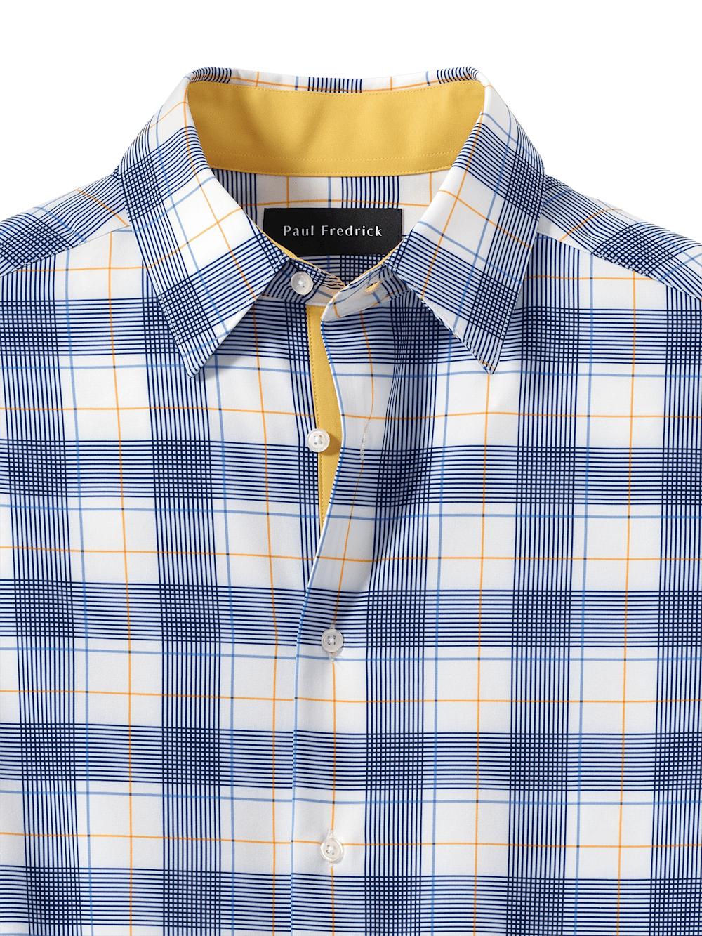 Performance Stretch Check Casual Shirt - Blue/yellow Product Image