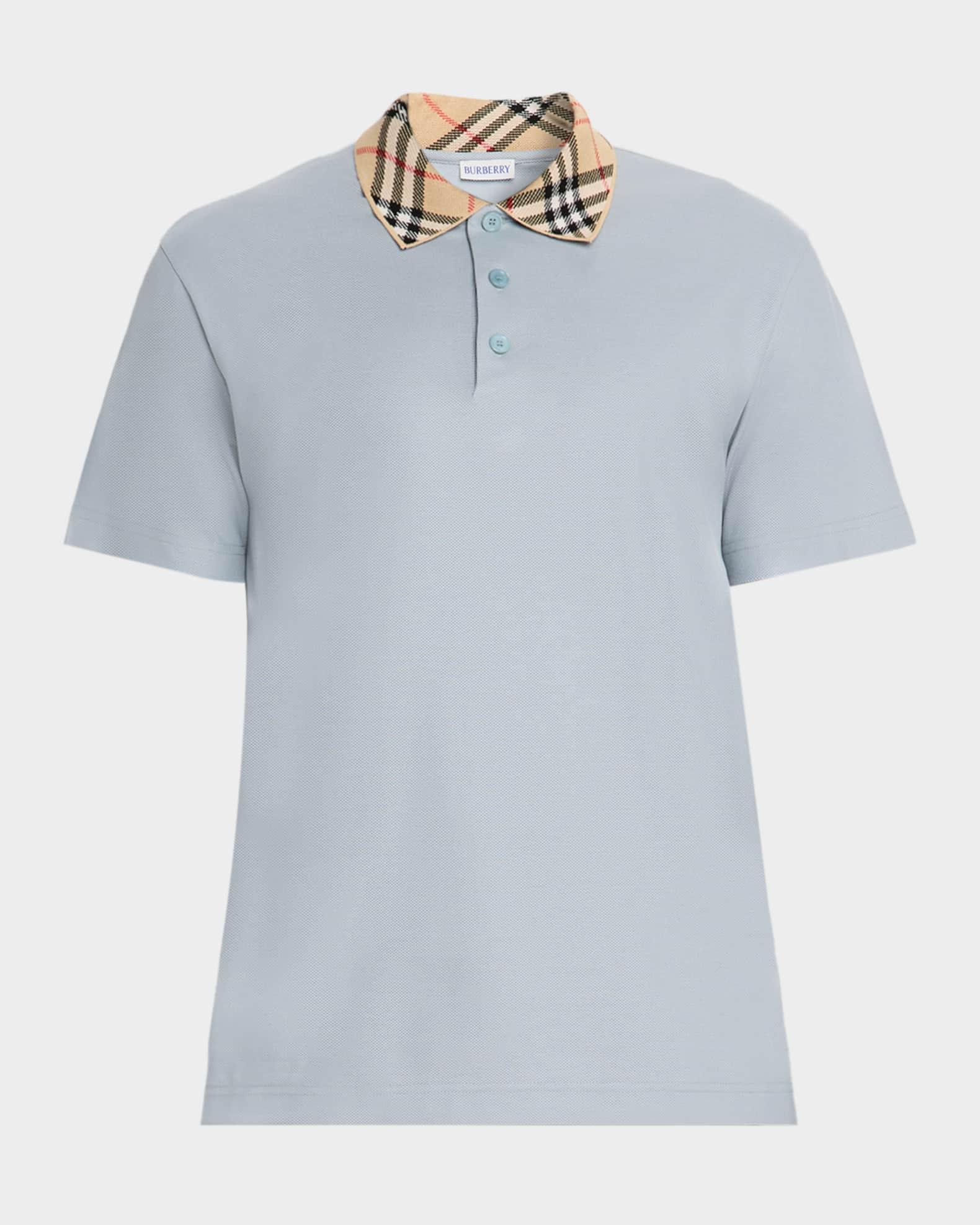Men's Cotton Check-Collar Polo Shirt Product Image