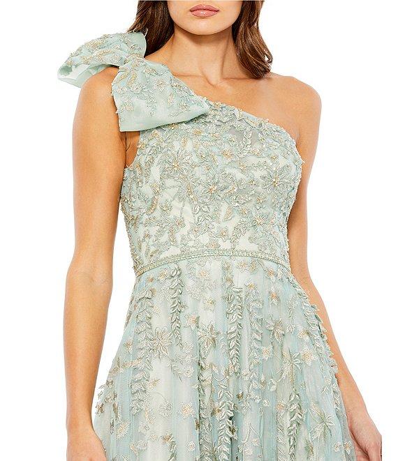 Mac Duggal One Shoulder Embroidered Floral A Line Gown Product Image