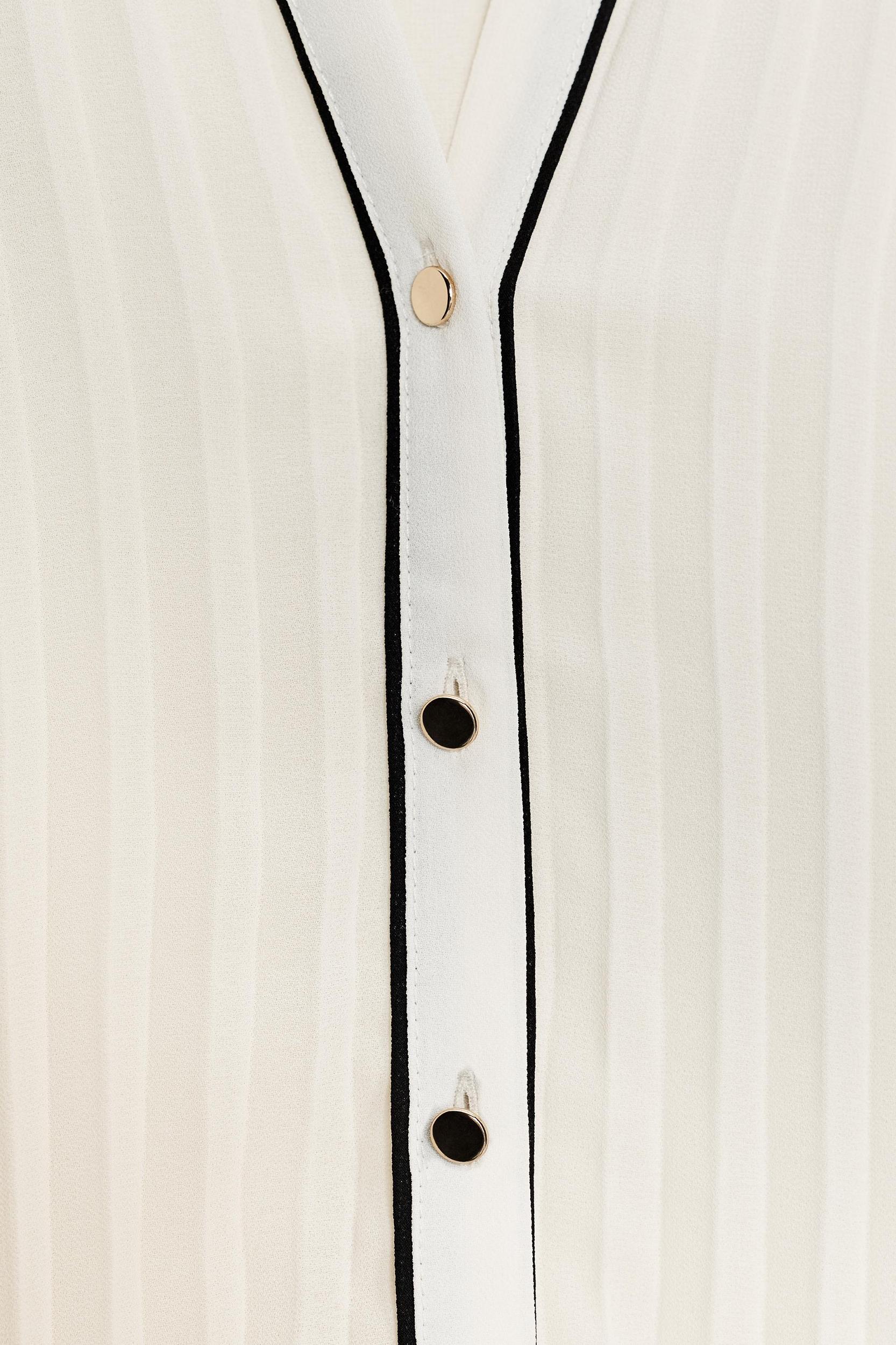 PLEATED BLOUSE WITH CONTRAST TRIM Product Image