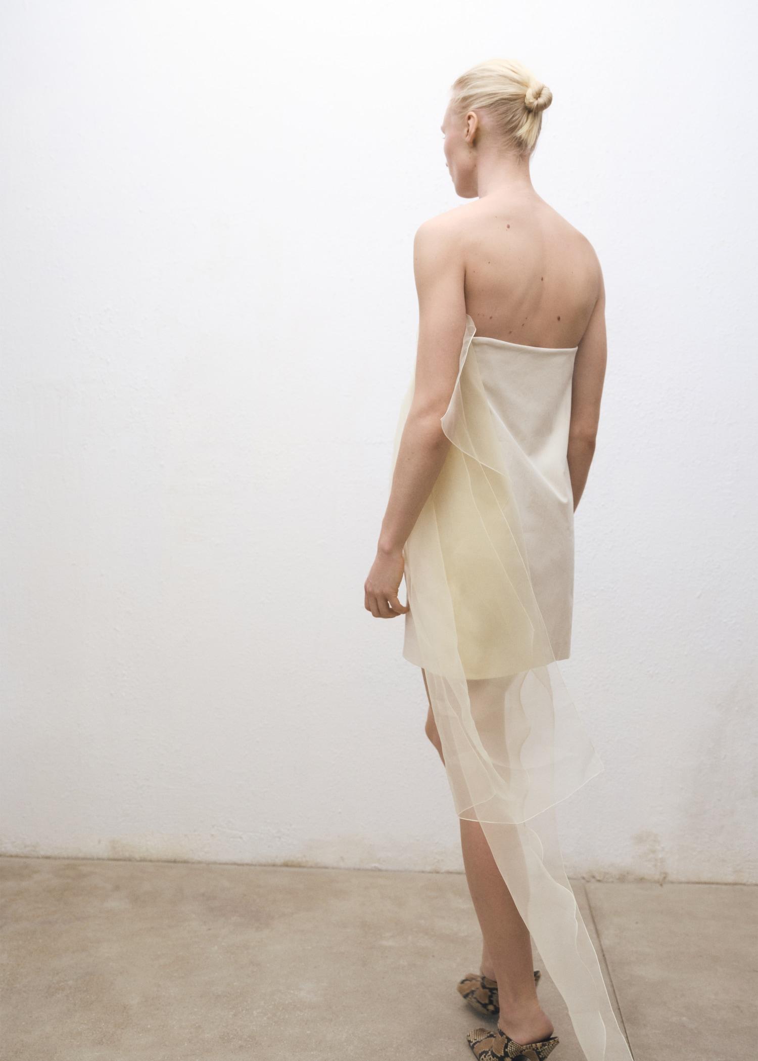 Short chiffon combined dress - Women | MANGO USA Product Image