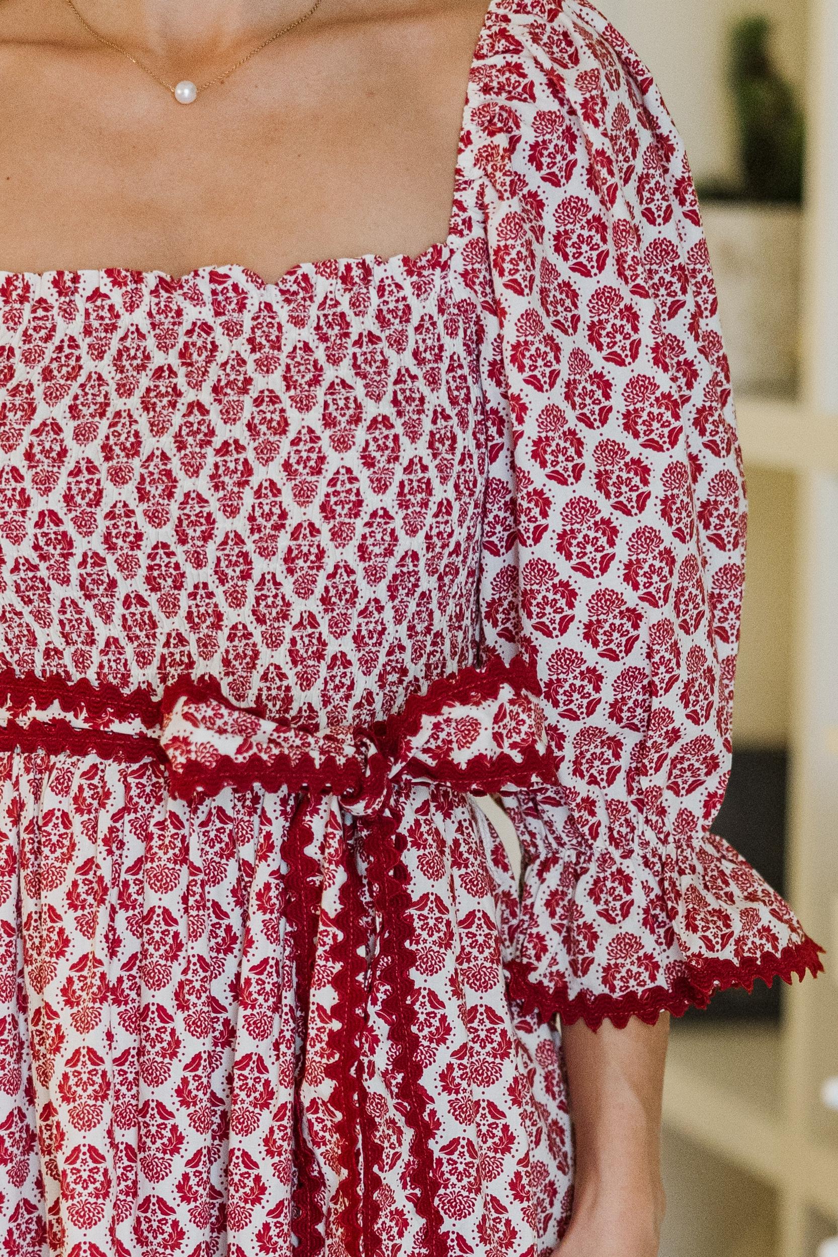 Want It All Red Medallion Print Midi Dress Female Product Image