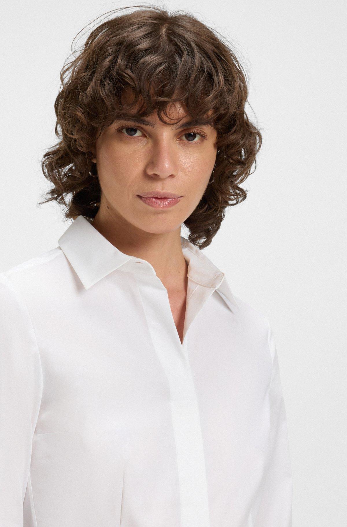 Slim-fit blouse in a stretch cotton Product Image