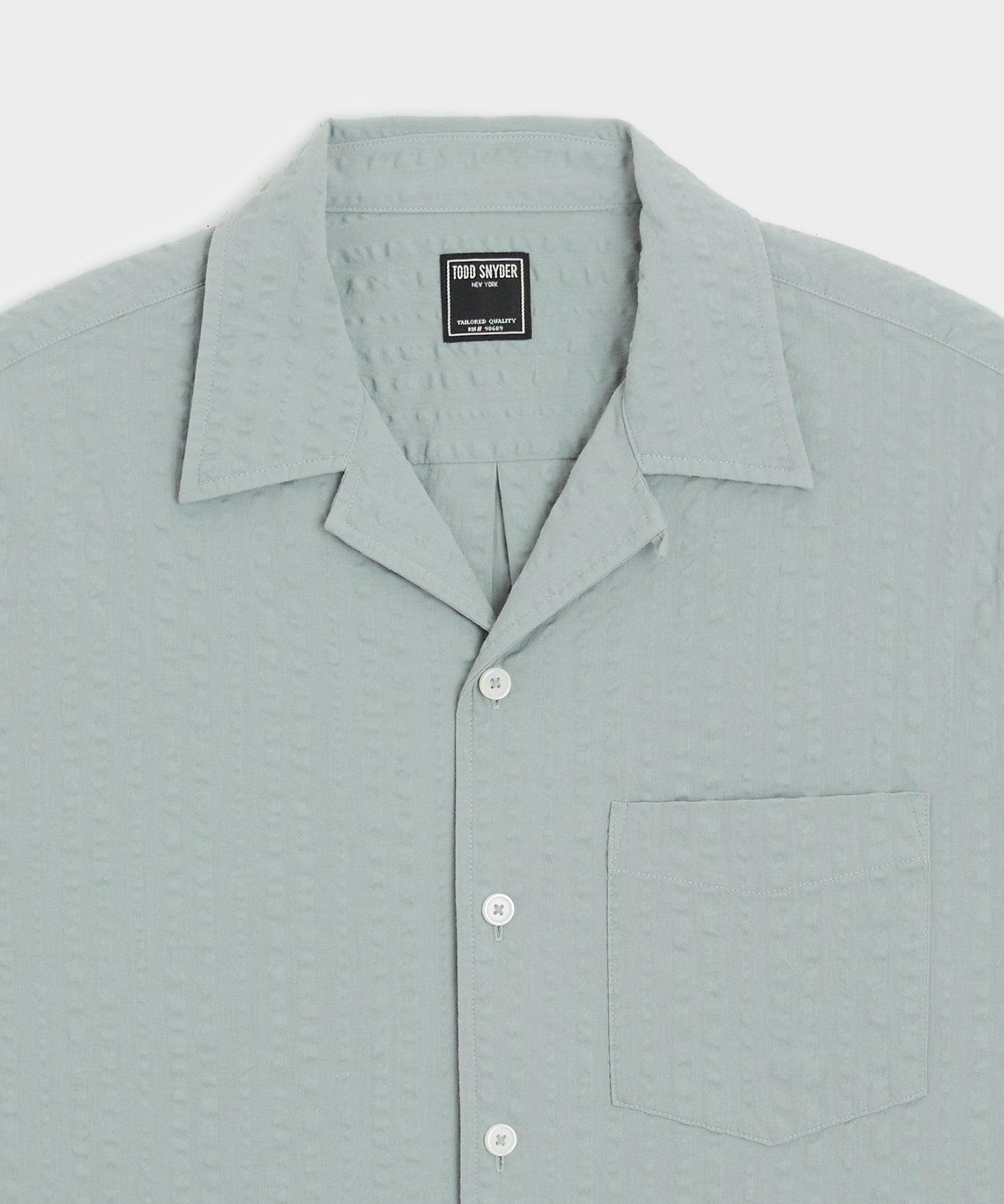 Cropped Seersucker Camp Collar Shirt Product Image