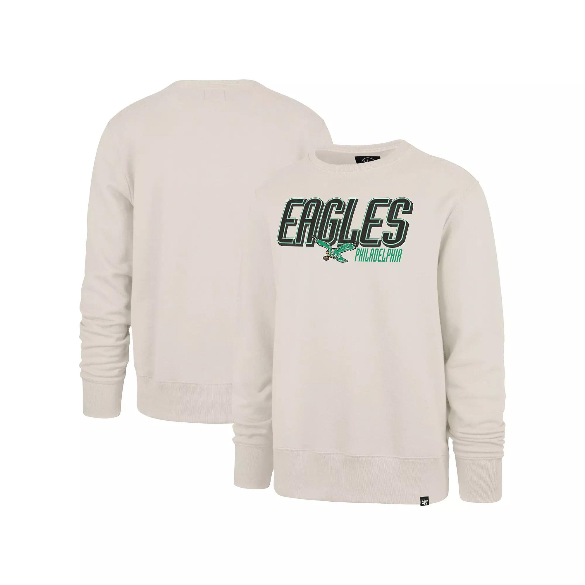 Men's '47  Cream Philadelphia Eagles Locked In Headline Pullover Sweatshirt, Size: XL, Beige Product Image