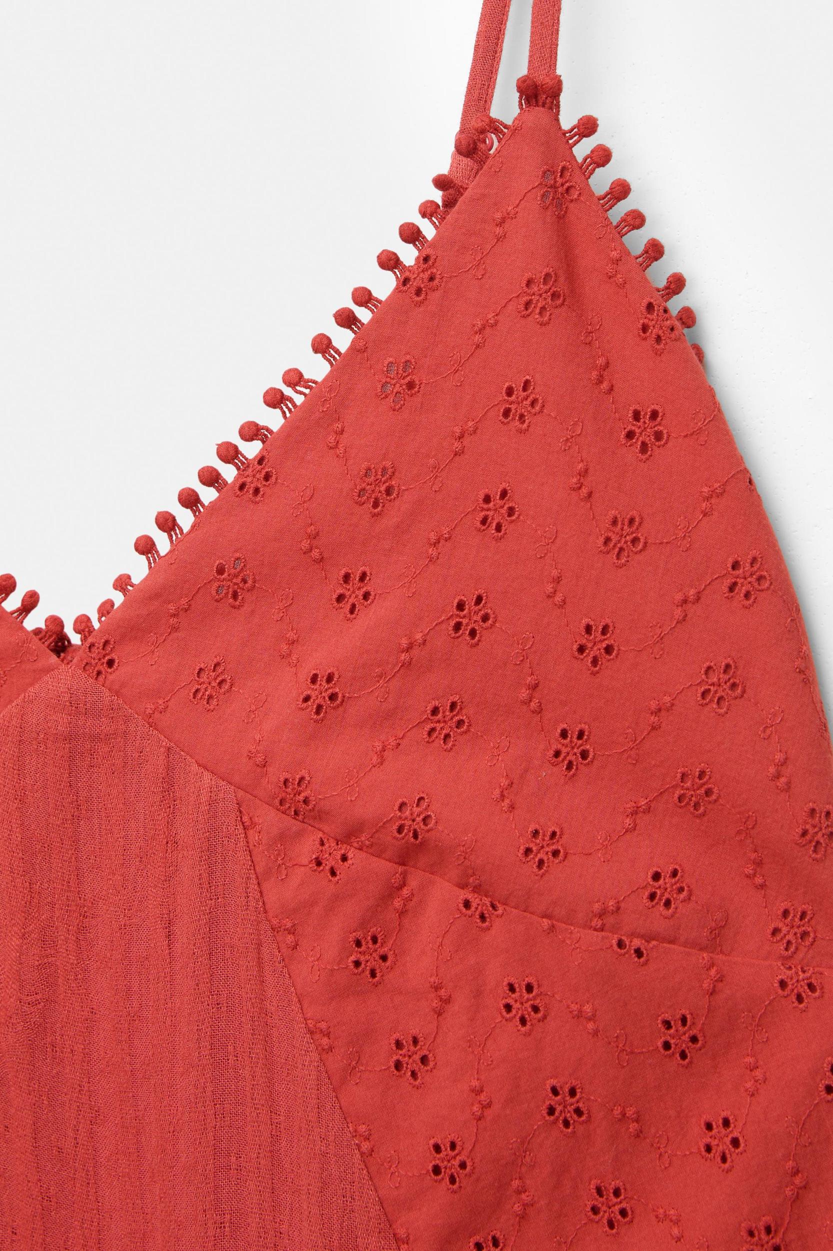 Short embroidered patchwork dress Product Image