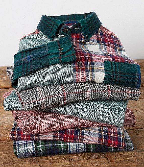 Roundtree & Yorke Long Sleeve Color Block Plaid Portuguese Flannel Sport Shirt Product Image