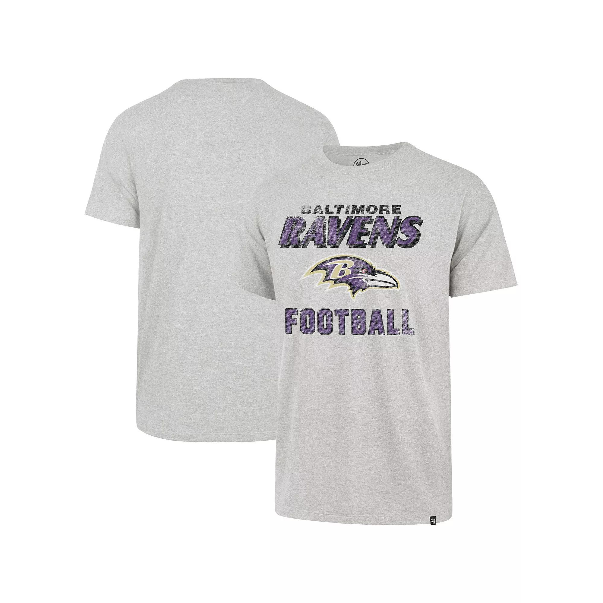 Men's '47 Heathered Gray Baltimore Ravens Dozer Franklin Lightweight T-Shirt,  Product Image