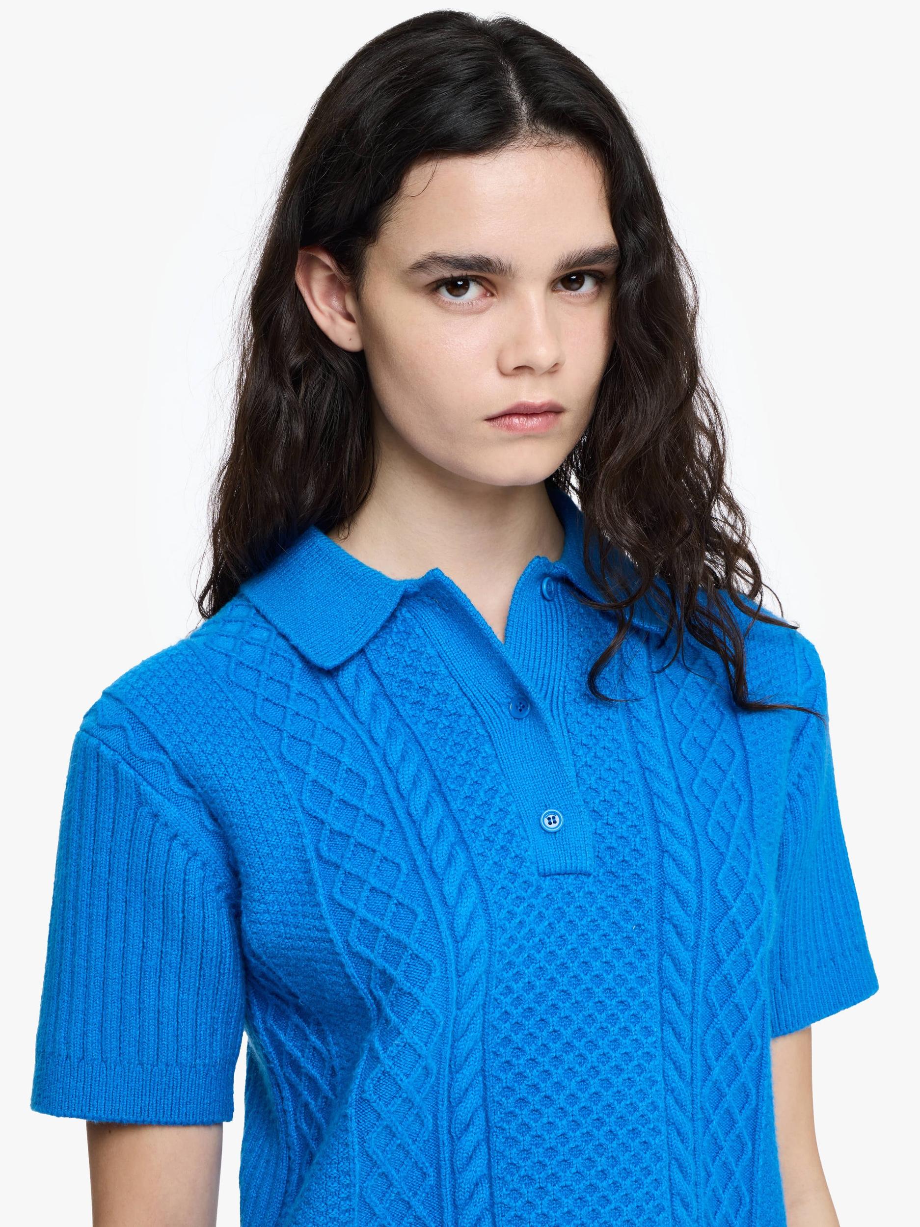 CROPPED CABLE KNIT POLO Product Image