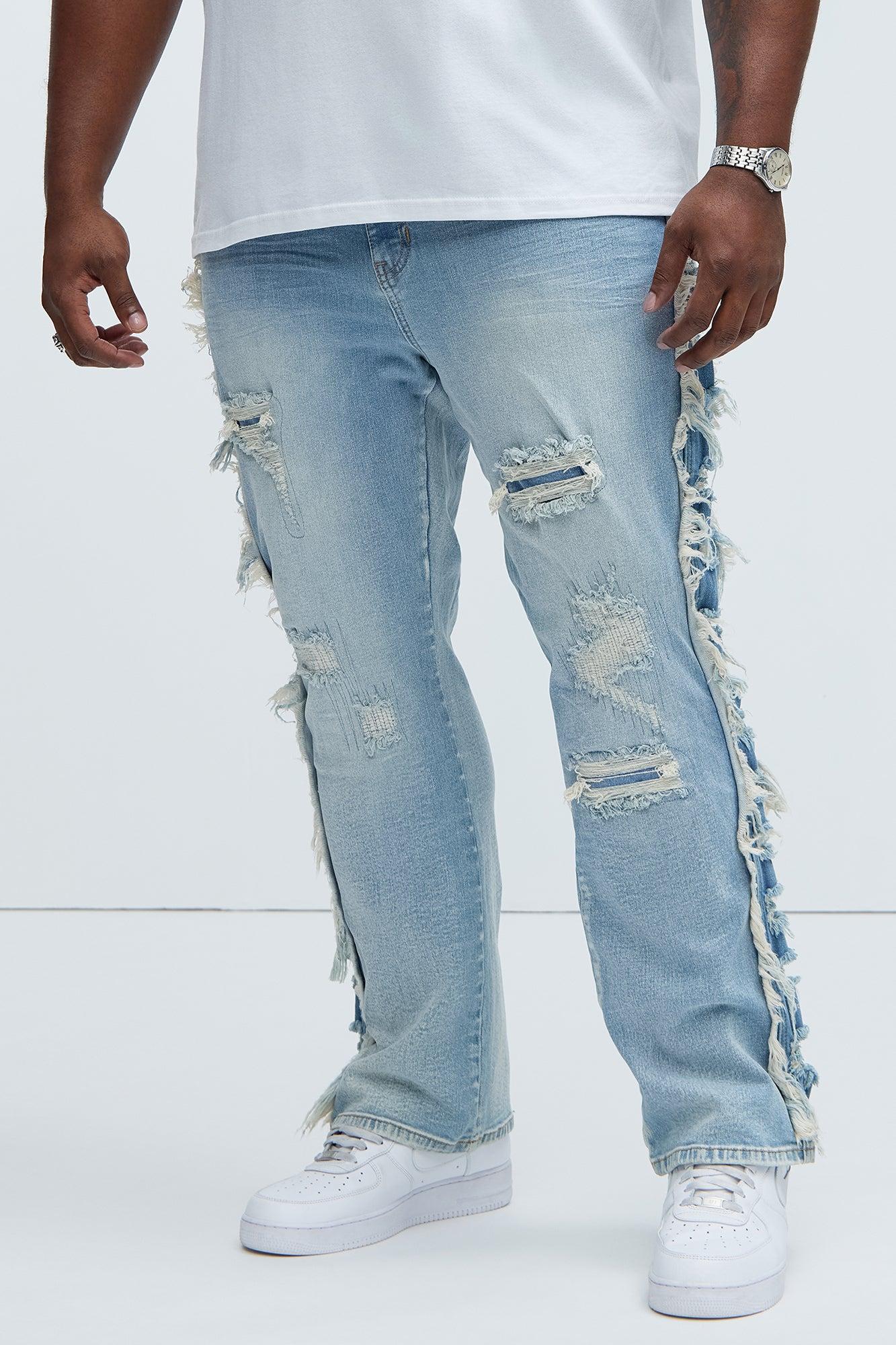 Track Stacked Skinny Flare Jeans - Medium Blue Wash Product Image