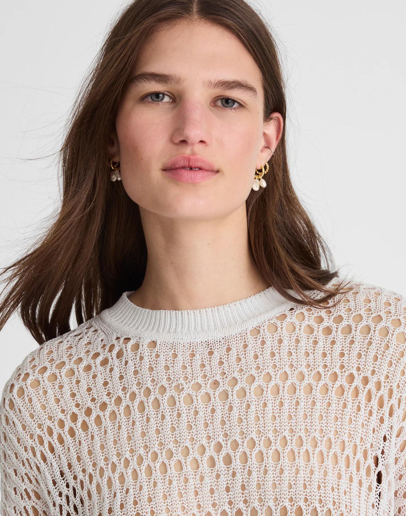 Relaxed Open-Stitch Sweater Tee Product Image