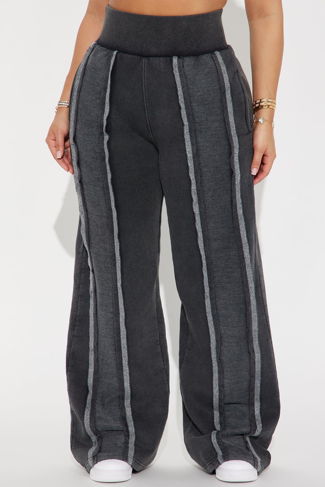 Chilled Out Fleece Wide Leg Pant - Charcoal Product Image