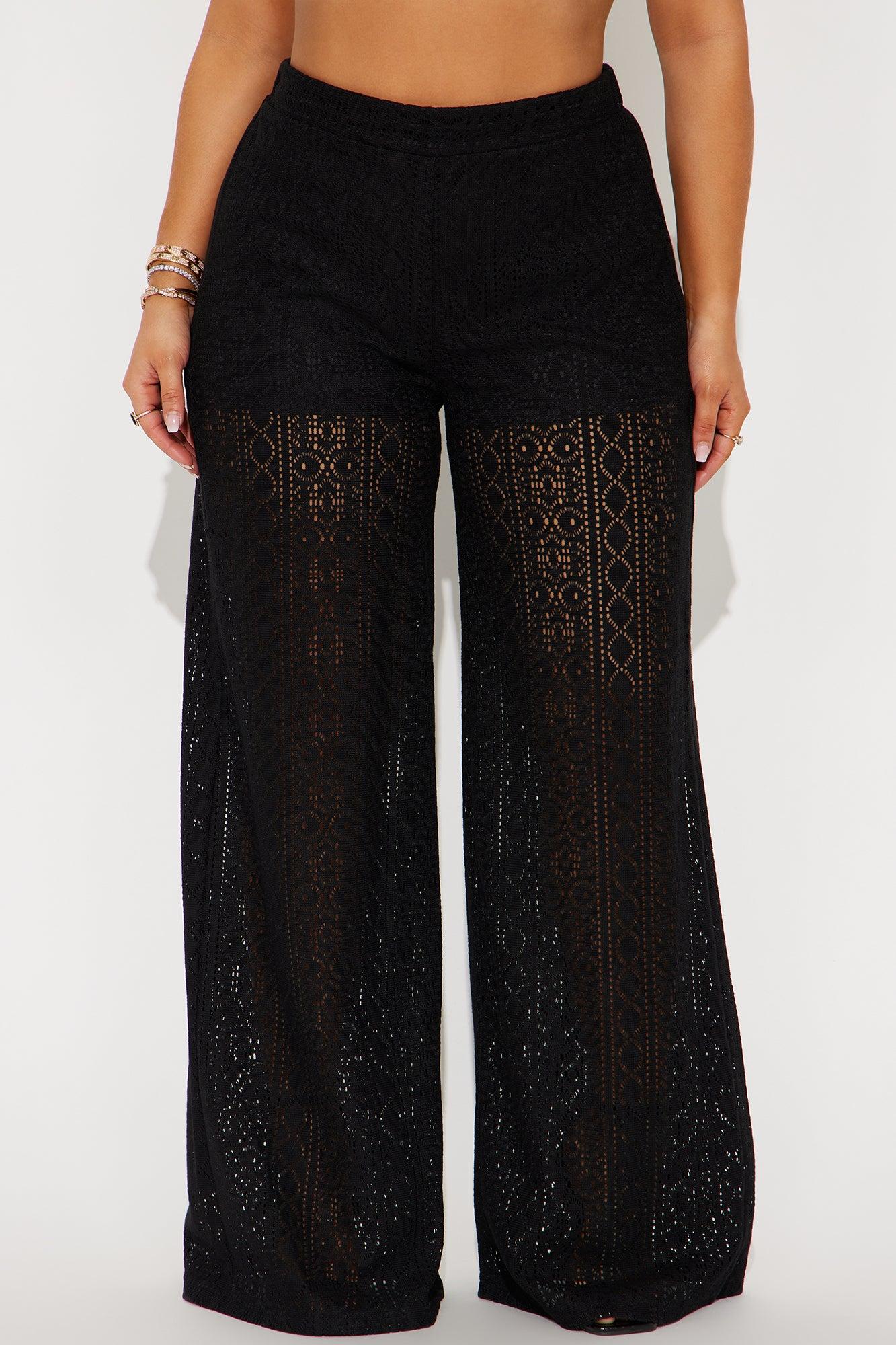 Soleil Dance Crochet Wide Leg Pant - Black Product Image