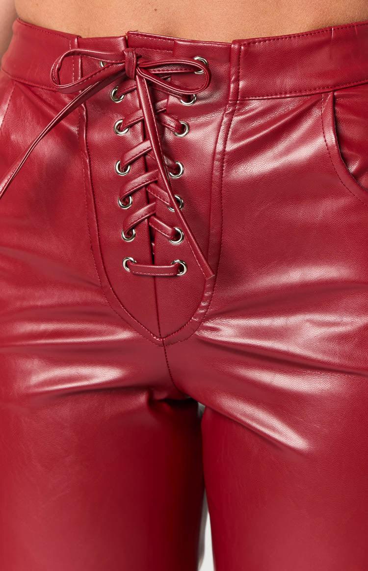 Zyla Red PU Pants Girls Product Image