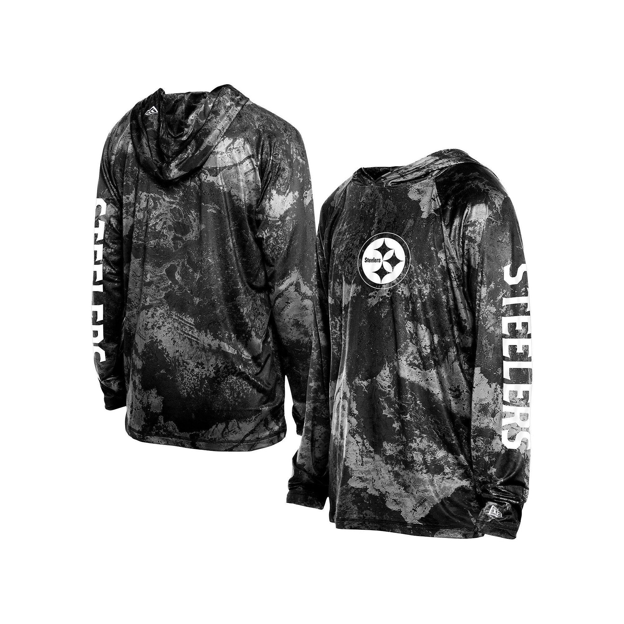 Men's New Era  Black Pittsburgh Steelers RealTree Xtreme Camo Raglan Long Sleeve Hooded Top, Size: Small Product Image