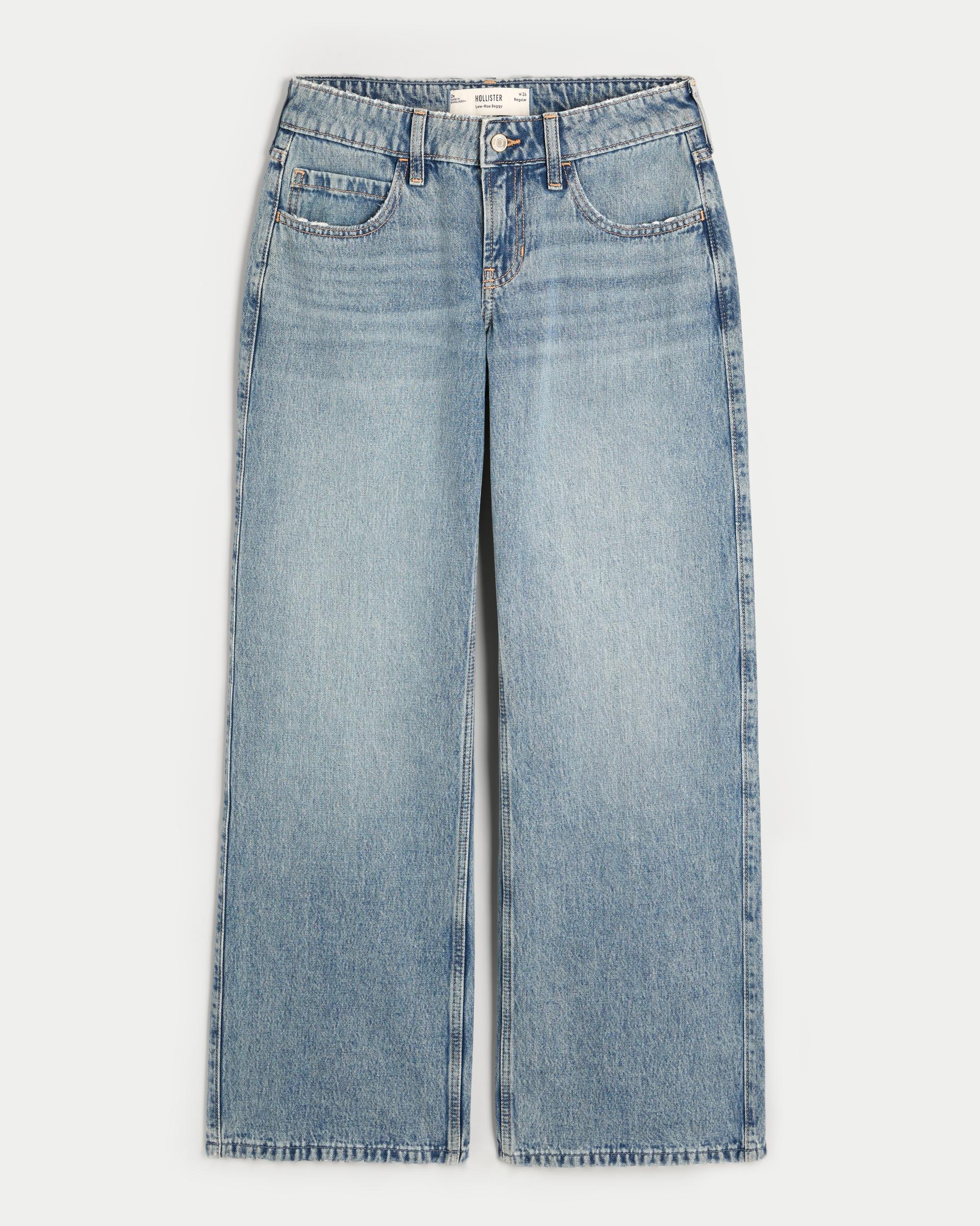 Low-Rise Medium Wash Baggy Jeans Product Image