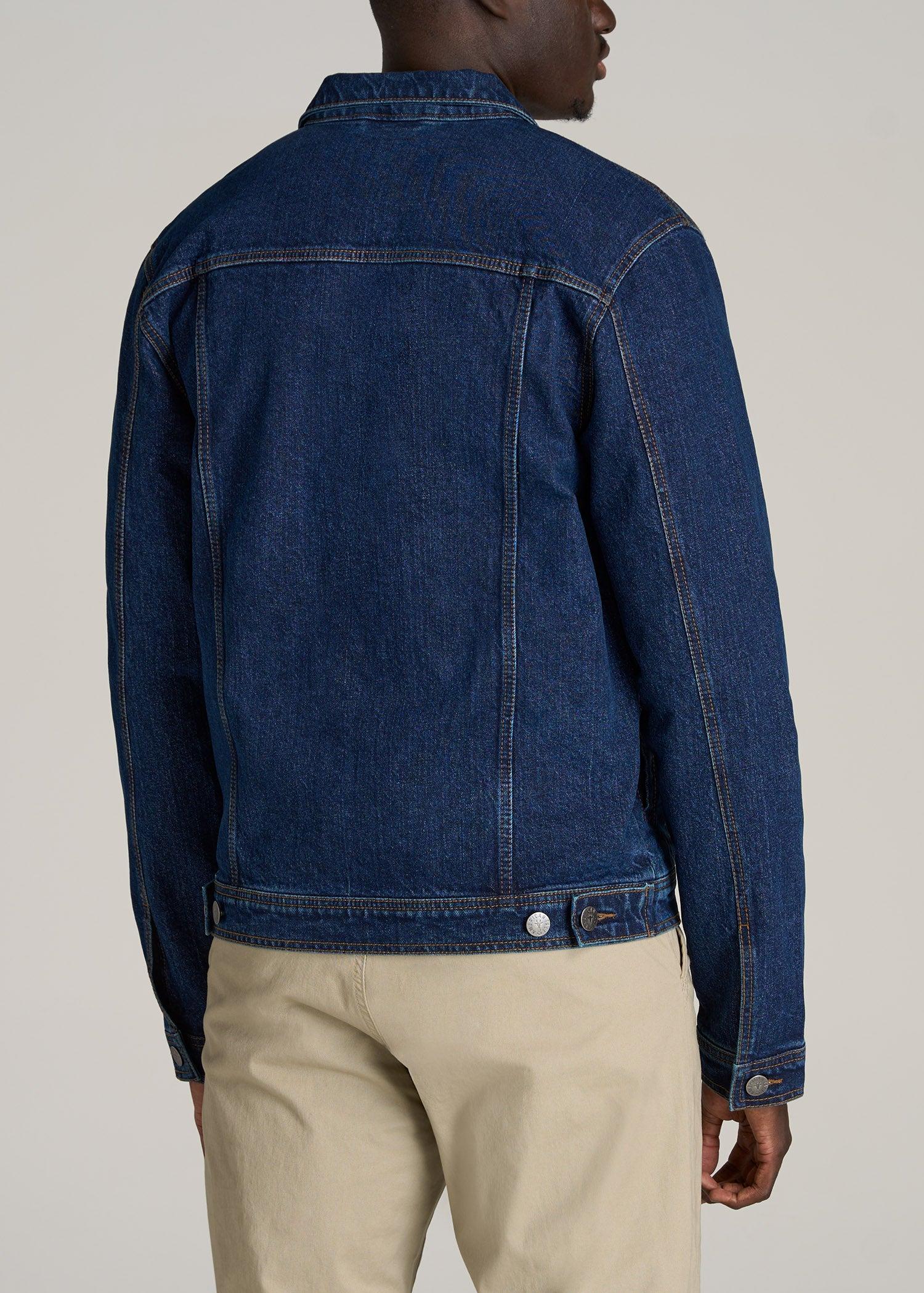 Denim Trucker Jacket for Tall Men in Mid Ocean Blue Male Product Image