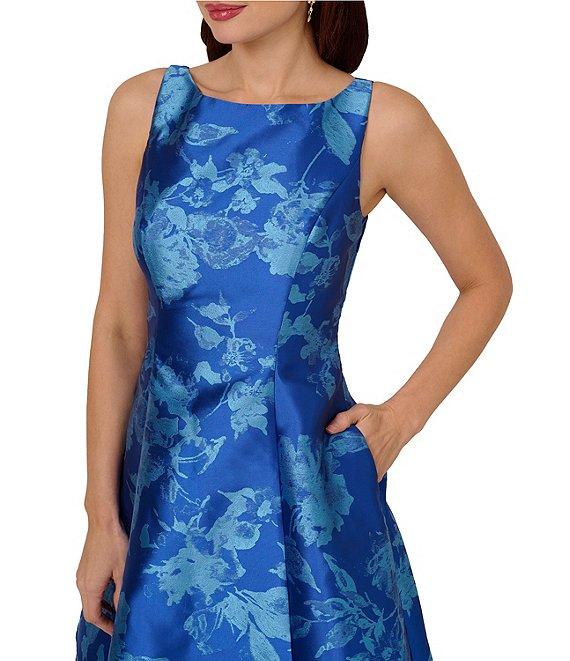 Adrianna Papell Jacquard Floral Print Sleeveless Midi Dress Product Image