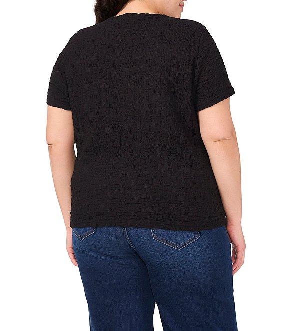 CeCe Plus Size Textured Knit Crew Neck Short Sleeve Tee Product Image